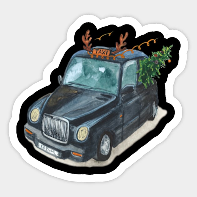 Christmas Cab Sticker by ZarenBeck